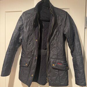 Barbour Cavalry Quilted Jacket, Navy, Size 6 US 10 UK